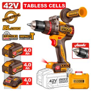 Κρουστικό Δραπανοκατσάβιδο Compact Μπαταρίας 42V Li-Ion 169Nm με Jacobs Τσοκ, τεχνολογία Tabless Cells (#CIDLI4216982)