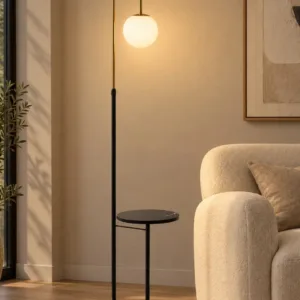 kelvo® CORDELIA KLV-102-0006 Επιδαπέδιο Φωτιστικό για Λάμπα με Ντουί 1 x E27 AC 220-240V IP20 - Μαύρο Ματ & Σατινέ Χρυσό Βούρτσας - Μ38 x Π30 x Υ180cm