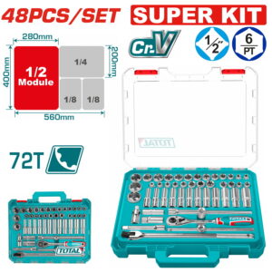 TOTAL ΕΠΑΓΓ. ΚΑΣΕΤΙΝΑ ΚΑΡΥΔΑΚΙΑ 1/2" 48ΤΕΜ SUPER KIT (THT121486)