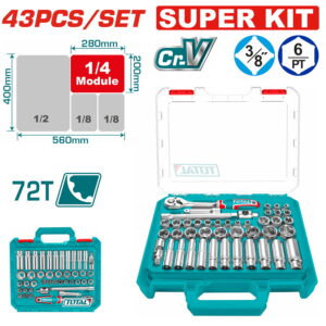 TOTAL ΕΠΑΓΓ. ΚΑΣΕΤΙΝΑ ΚΑΡΥΔΑΚΙΑ 3/8" 43ΤΕΜ SUPER KIT (THT381436)
