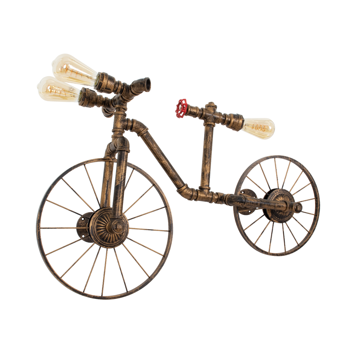 GLOBOSTAR® SWIFTWALKER 00659 Vintage Φωτιστικό Τοίχου - Απλίκα με Ντουί 3 x E27 AC 220-240V IP20 - Χάλκινο - Μ85 x Π29.5 x Υ55cm - Image 2