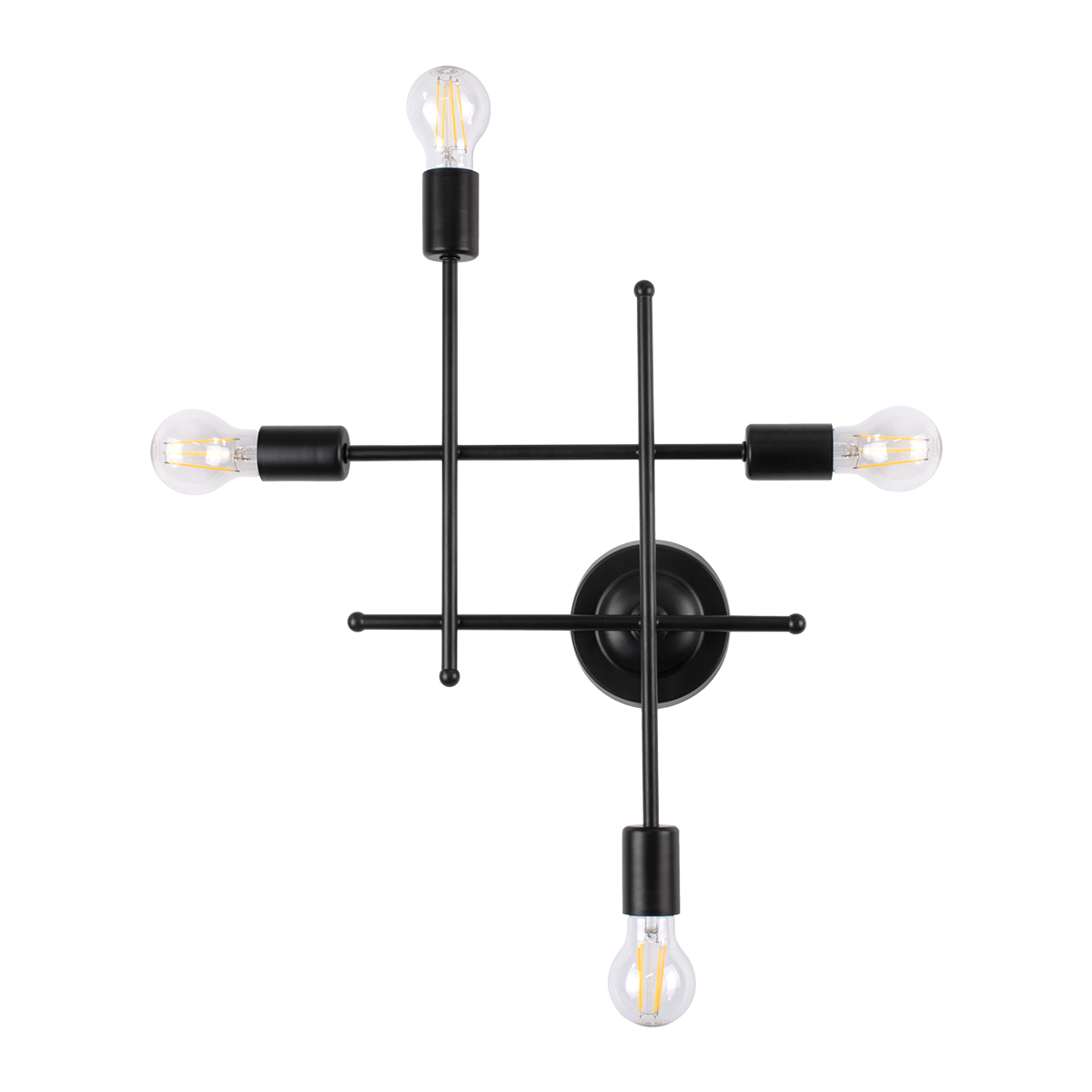 GLOBOSTAR® PIPING 00661 Vintage Φωτιστικό Τοίχου - Απλίκα με Ντουί 4 x E27 AC 220-240V IP20 - Μαύρο - Μ40 x Π9 x Υ52cm - Image 2