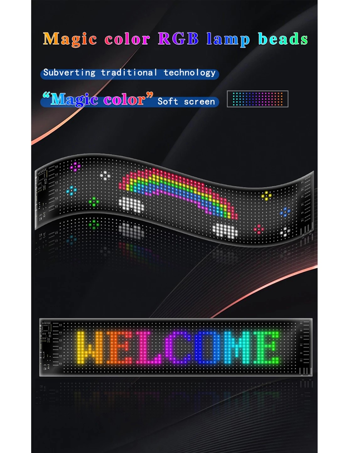 GLOBOSTAR® MATRIX GLB-106-0002 Εύκαμπτη Κυλιόμενη Ψηφιακή Επιγραφή 37.4x9.2cm P5 64x16 Pixel LED 10W DC 5V 2A με USB 2.0 Αδιάβροχο IP65 Πολύχρωμο RGB - Bluetooth Control μέσω iPIXEL APP - Μ37.4 x Π0.2 x Υ9.2cm - 2 Χρόνια Εγγύηση - Image 3