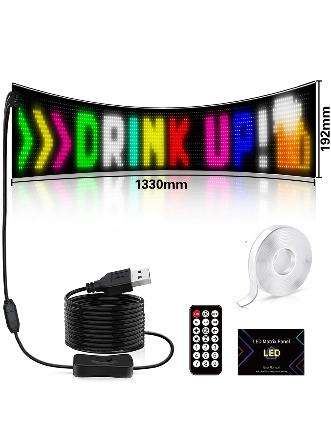 GLOBOSTAR® MATRIX GLB-106-0004 Εύκαμπτη Κυλιόμενη Ψηφιακή Επιγραφή 133x19.2cm P9 144x16 Pixel LED 10W DC 5V 2A με USB 2.0 Αδιάβροχο IP65 Πολύχρωμο RGB - Bluetooth Control μέσω iPIXEL APP - Μ133 x Π0.4 x Υ19.2cm - 2 Χρόνια Εγγύηση - Image 2