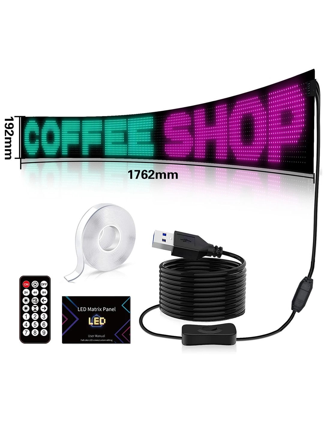 GLOBOSTAR® MATRIX GLB-106-0005 Εύκαμπτη Κυλιόμενη Ψηφιακή Επιγραφή 176.2x19.2cm P9 192x16 Pixel LED 10W DC 5V 2A με USB 2.0 Αδιάβροχο IP65 Πολύχρωμο RGB - Bluetooth Control μέσω iPIXEL APP - Μ176.2 x Π0.4 x Υ19.2cm - 2 Χρόνια Εγγύηση - Image 2