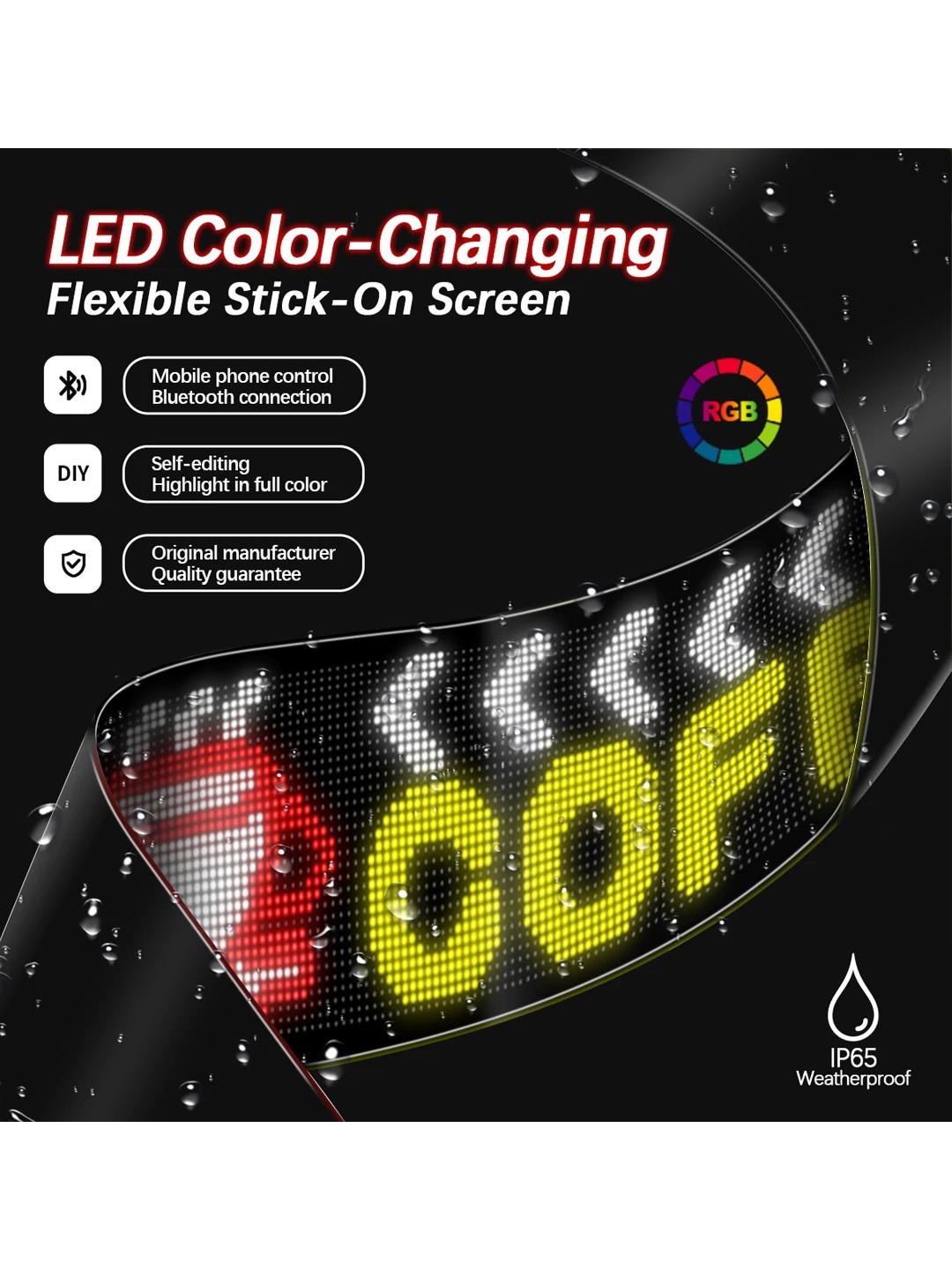 GLOBOSTAR® MATRIX GLB-106-0013 Εύκαμπτη Κυλιόμενη Ψηφιακή Επιγραφή 192x28cm P7 256x32 Pixel LED 40W AC 220-240V Αδιάβροχο IP65 Πολύχρωμο RGB - Bluetooth Control μέσω iPIXEL APP - Μ192 x Π0.4 x Υ28cm - 2 Χρόνια Εγγύηση - Image 4