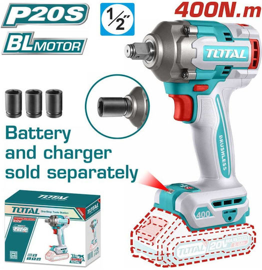Total TIWLI20401 Brushless Μπουλονόκλειδο Μπαταρίας 20V Solo με Υποδοχή 1/2"