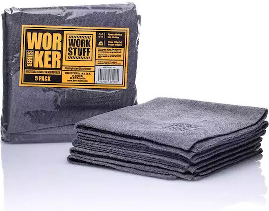 Work Stuff Worker Πανιά Μικροϊνών Καθαρισμού Αυτοκινήτου 320gsm Γκρι 40x40cm 5τμχ (#WS 097)